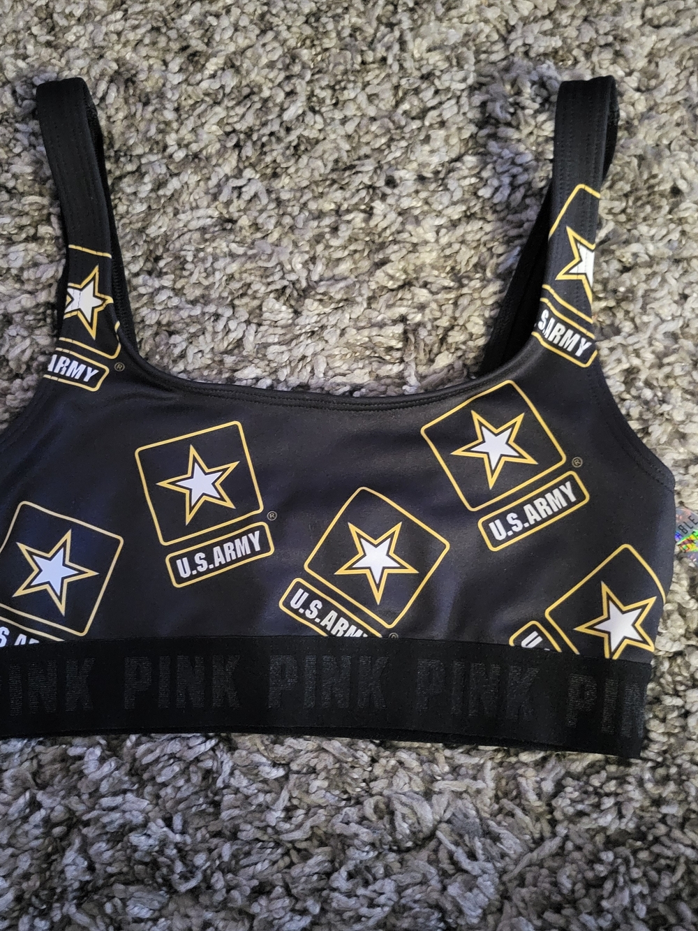 PINK Victoria's Secret Black U.S. Army Sports Bra XS